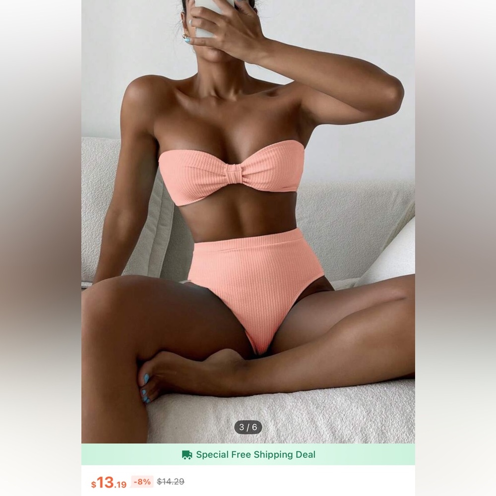 Pink Textured Bikini Set - Picture 3 of 3